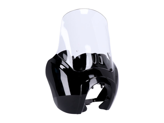 HEADLAMP FAIRING. GLOSS BLACK. CLEAR WINDSHIELD