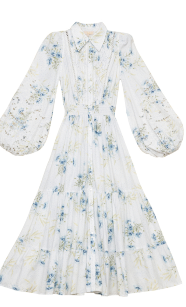 Poplin Midi Dress - Blue Field - Image 2
