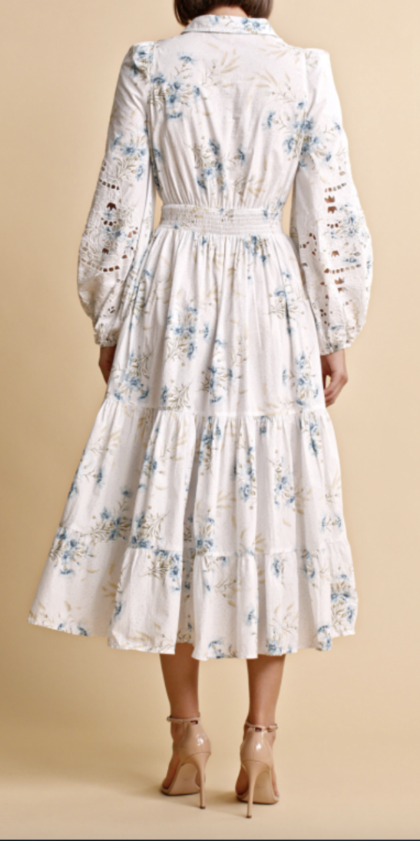 Poplin Midi Dress - Blue Field - Image 3