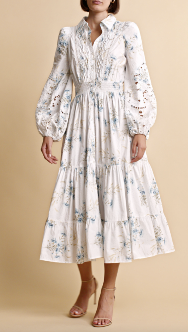 Poplin Midi Dress - Blue Field - Image 4