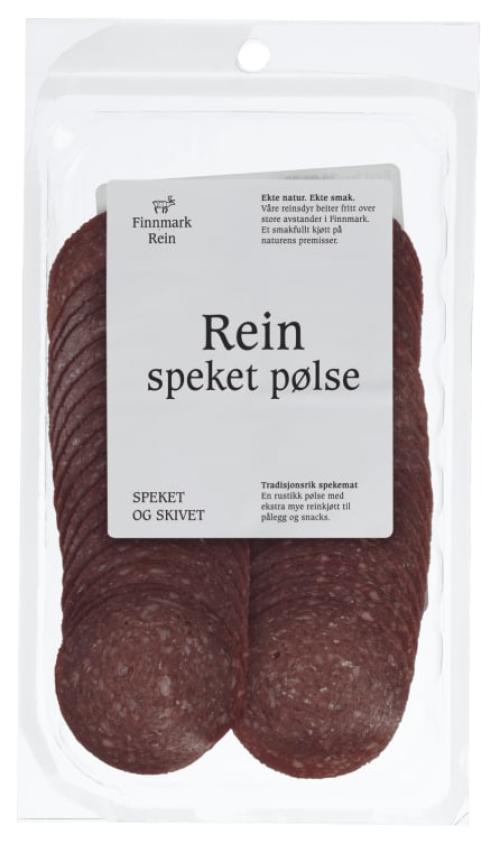 Reinpølse speket skivet, 100 g Finnmark Rein