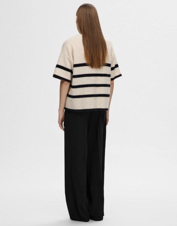 Maline-Liliana 2/4 Knit O-neck - Birch/ Dark Sapphire  - Image 2