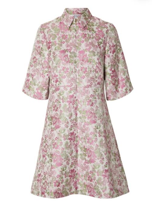 Arisa-Elea 2/4 Short Jacquard Dress  - Snow White / AOP