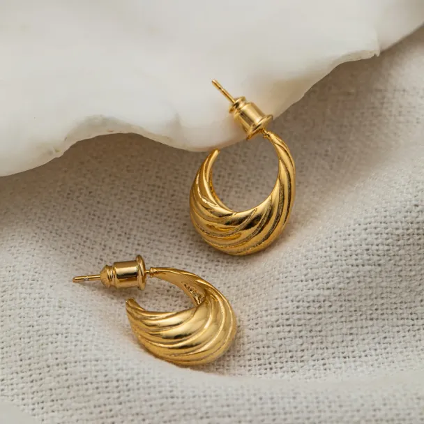 ORELIA Tapered Dome Twist Earrings - Image 2