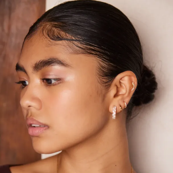 ORELIA Crystal & Pearl Hoop - Image 2