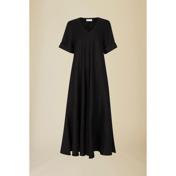 Eva Linen Dress - Black