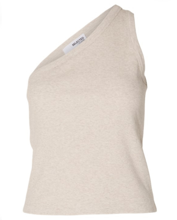 Anna One Shoulder Top - Oatmeal - Image 1