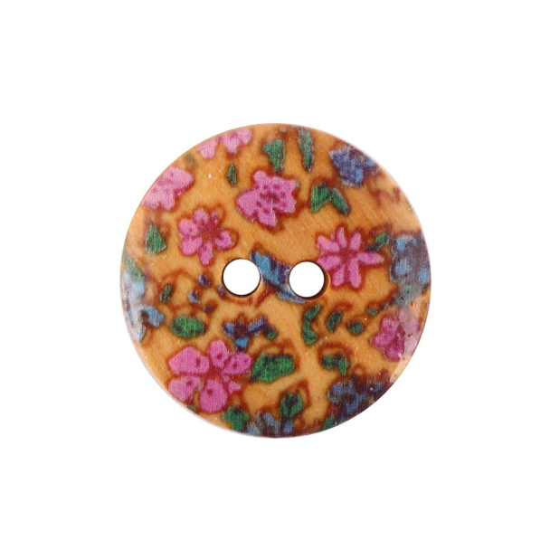 Knapp - 20mm - 2 hull - Natur med blomster - Image 1
