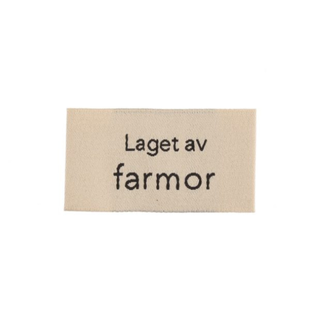 Merkelapp med tekst 25x45mm – Laget av farmor