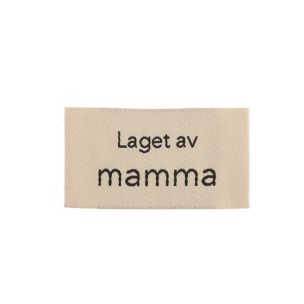 Merkelapp med tekst 25x45mm – Laget av mamma