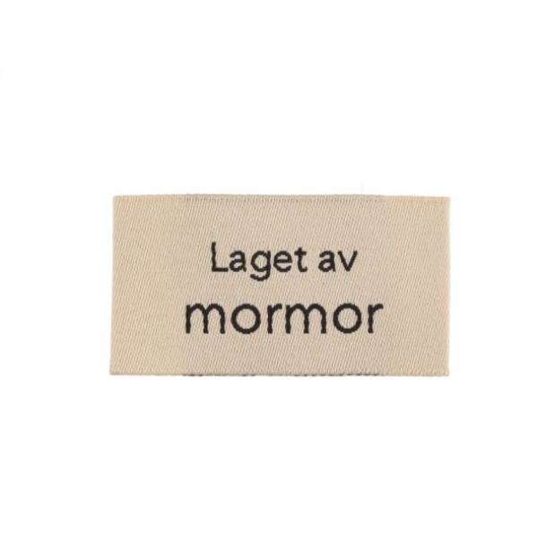 Merkelapp med tekst 25x45mm – Laget av mormor
