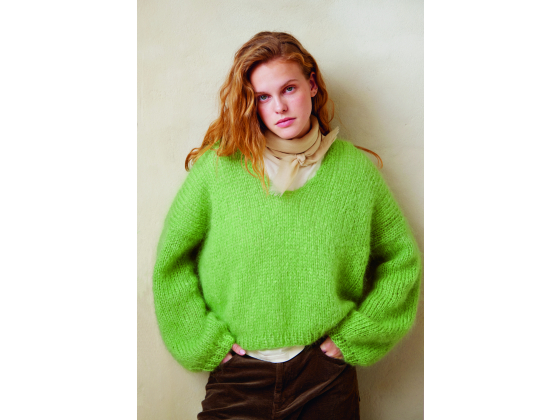 2024 Ballerina Chunky Mohair / Nr. 3  FACILE SWEATER Genseren strikkes ovenfra og ned med dobbel tråd i BALLERINA CHUNKY MOHAIR