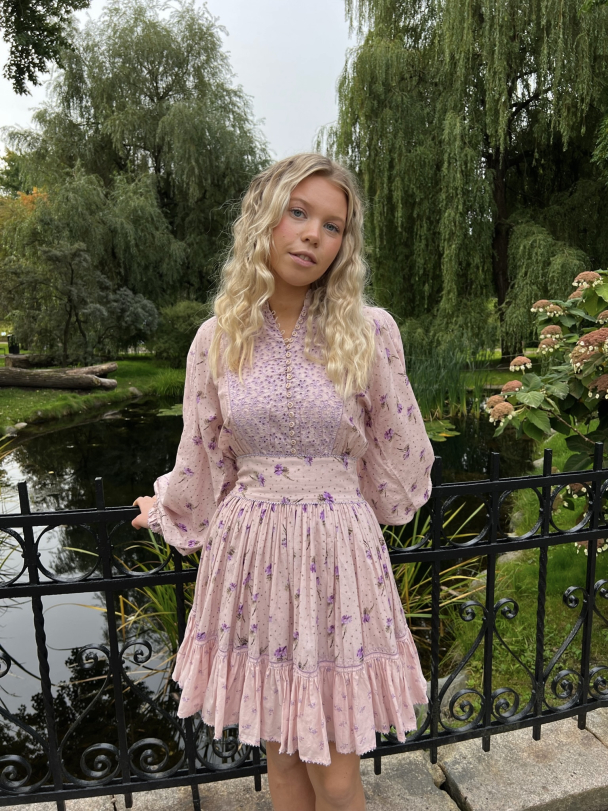 Patchwork Puffed Dress - Purple Rain - Image 3