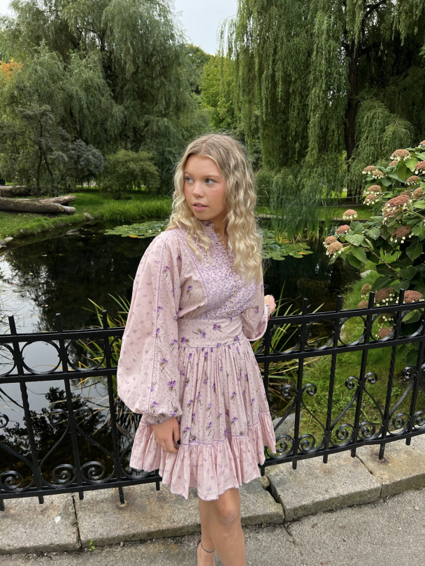 Patchwork Puffed Dress - Purple Rain - Image 5