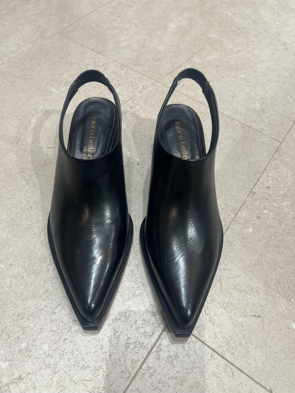 SHOE LEATHER BLACK SLING BACK - Image 1