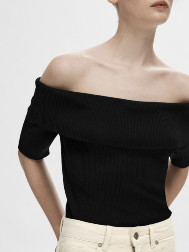 Caro Off Shulder Knit - Black  - Image 1