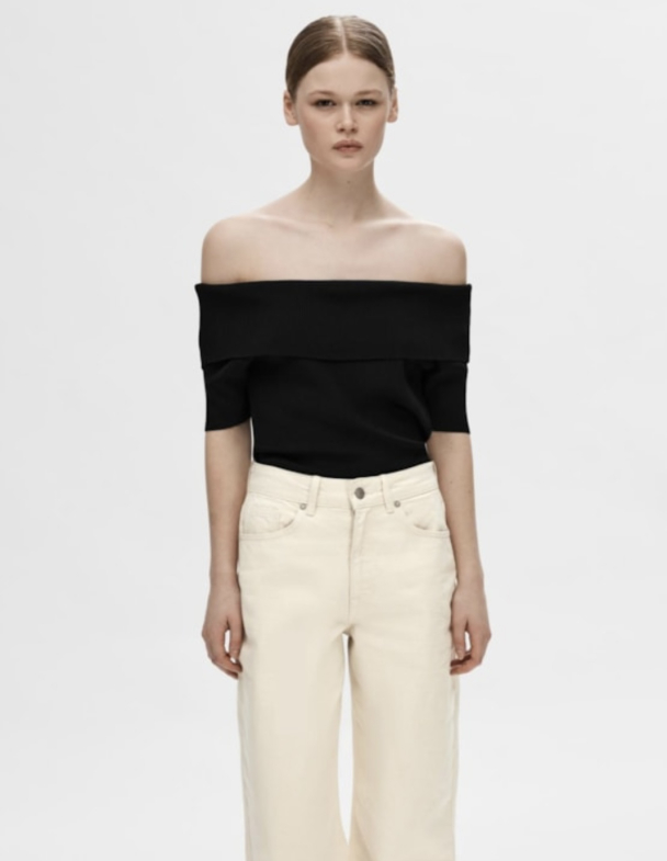Caro Off Shulder Knit - Black  - Image 3