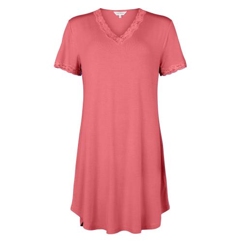 Bamboo short sleeve with lace, Coral