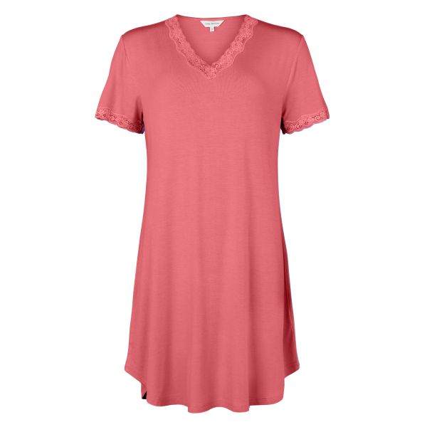 Bamboo short sleeve with lace, Coral