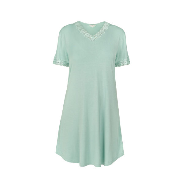 Bamboo short sleeve with lace, Pale Green - Image 1