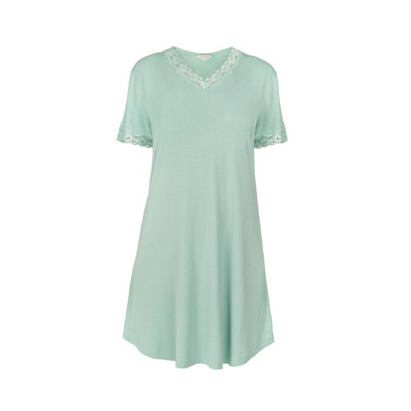 Bamboo short sleeve with lace, Pale Green