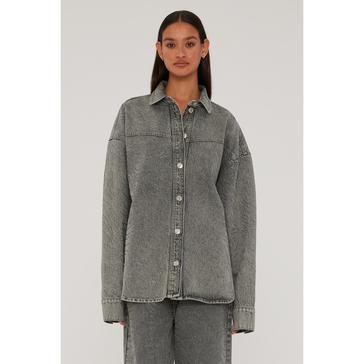 Rhinestone Denim Shirt - Grey Rotate - Seven Tønsberg