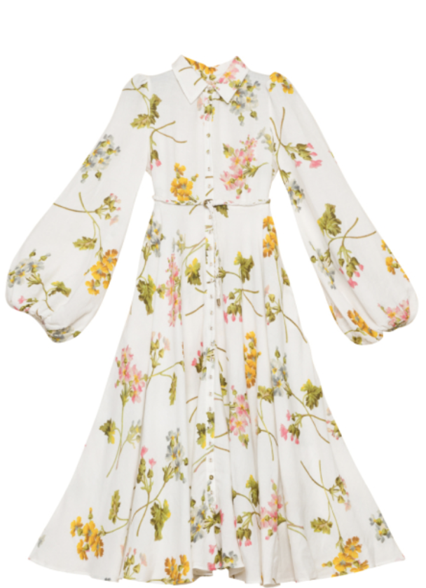Linen Collared Midi Dress - Botanical - Image 2