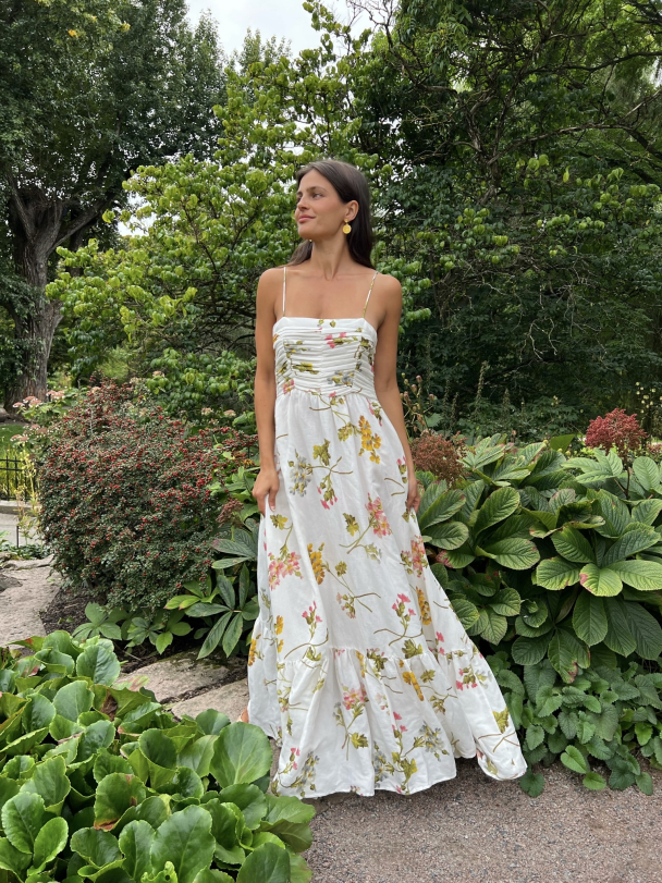 Linen Strap Dress - Botanical - Image 1
