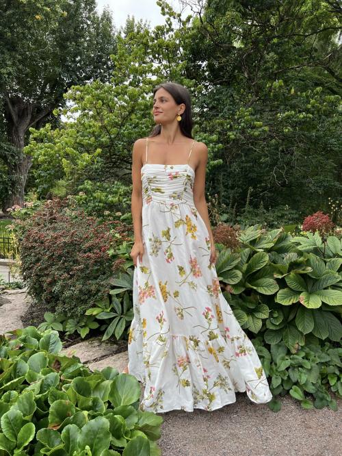 Linen Strap Dress - Botanical