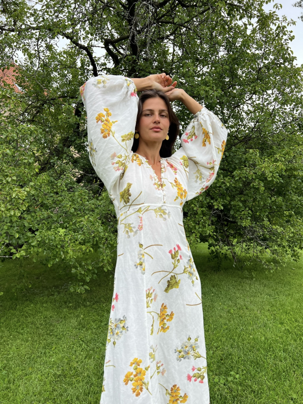 Linen Relaxed Maxi Dress - Botanical - Image 4
