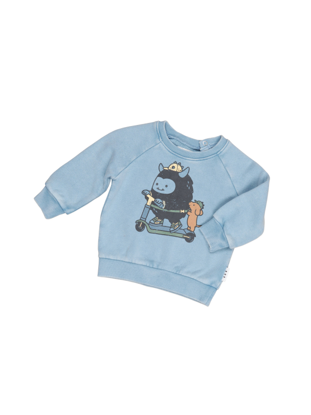 Scooter Monster Sweatshirt - Washed Blue - Image 2