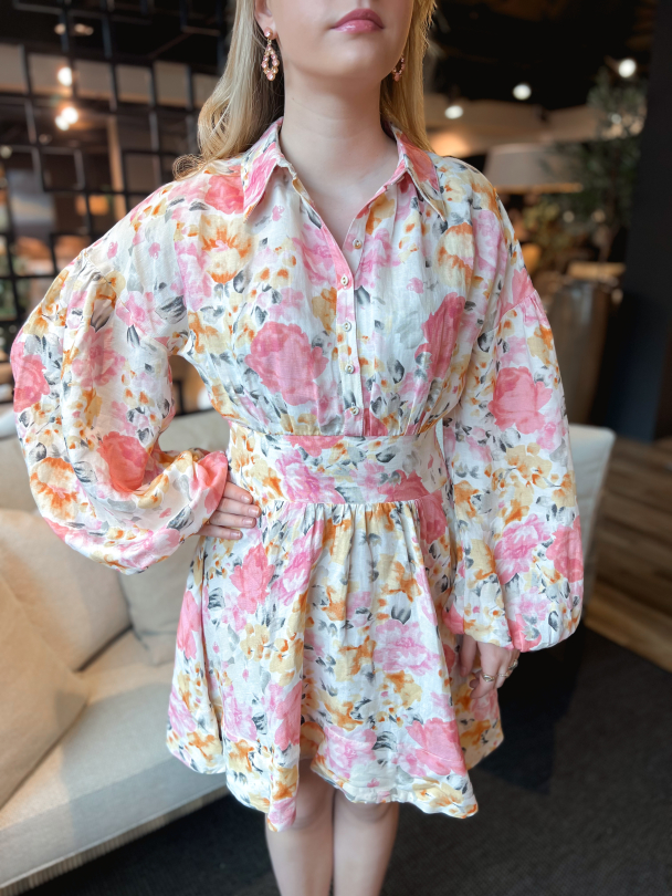 Linen Mini Dress - Vintage Corals - Image 1