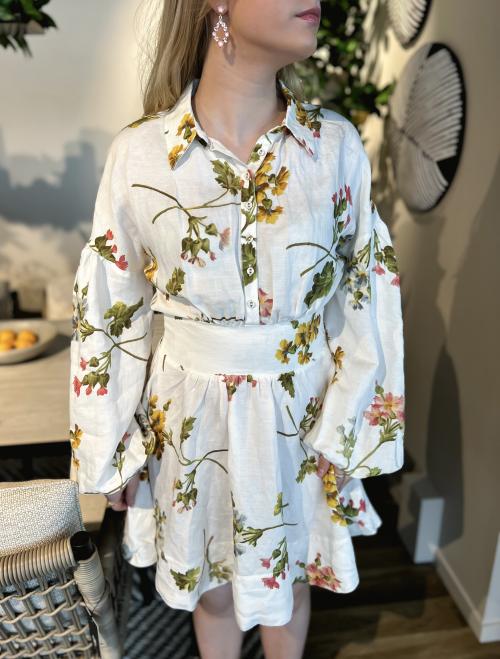Linen Mini Dress - Botanical 