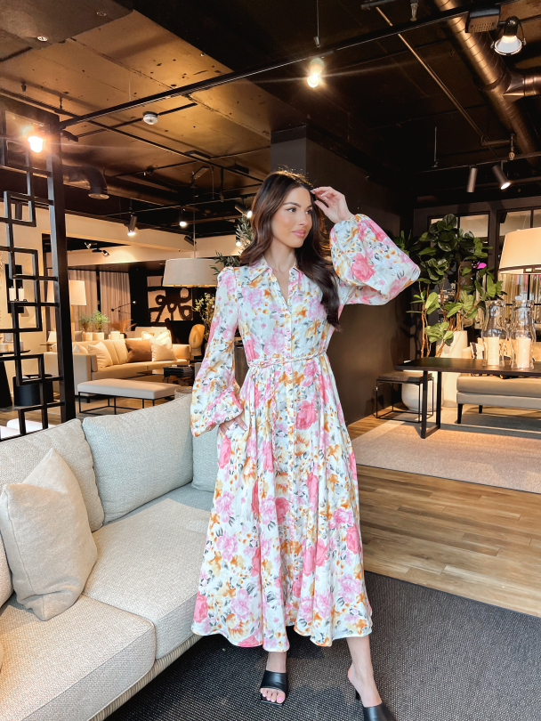 Linen Collared Midi Dress - Vintage Corals - Image 4