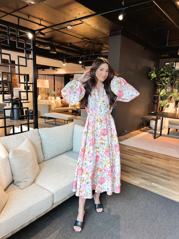 Linen Collared Midi Dress - Vintage Corals - Image 5