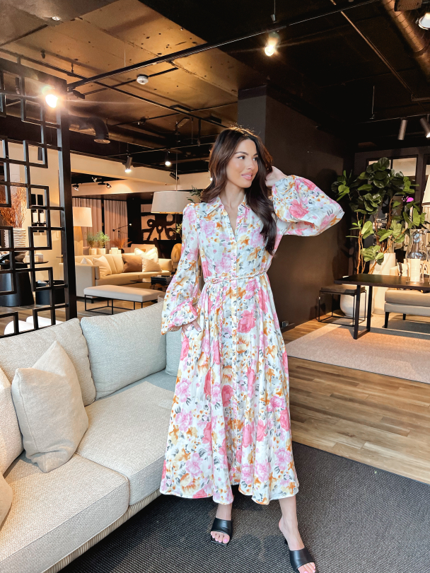 Linen Collared Midi Dress - Vintage Corals - Image 6