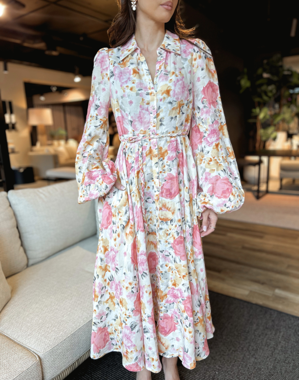 Linen Collared Midi Dress - Vintage Corals - Image 8