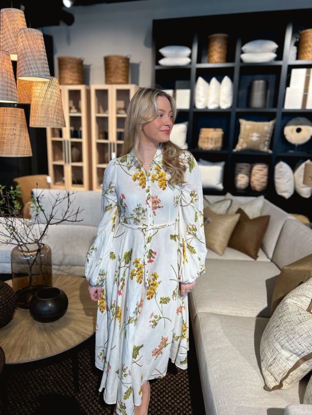 Linen Collared Midi Dress - Botanical - Image 3