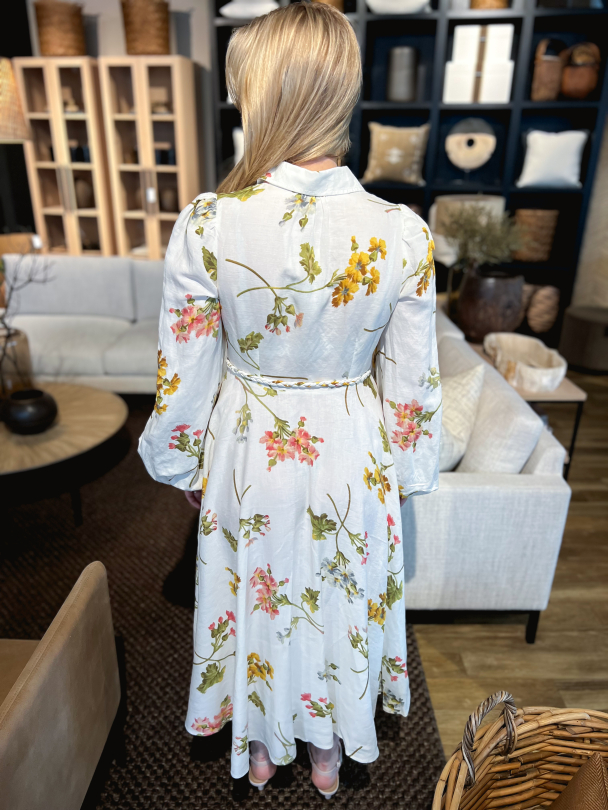 Linen Collared Midi Dress - Botanical - Image 4
