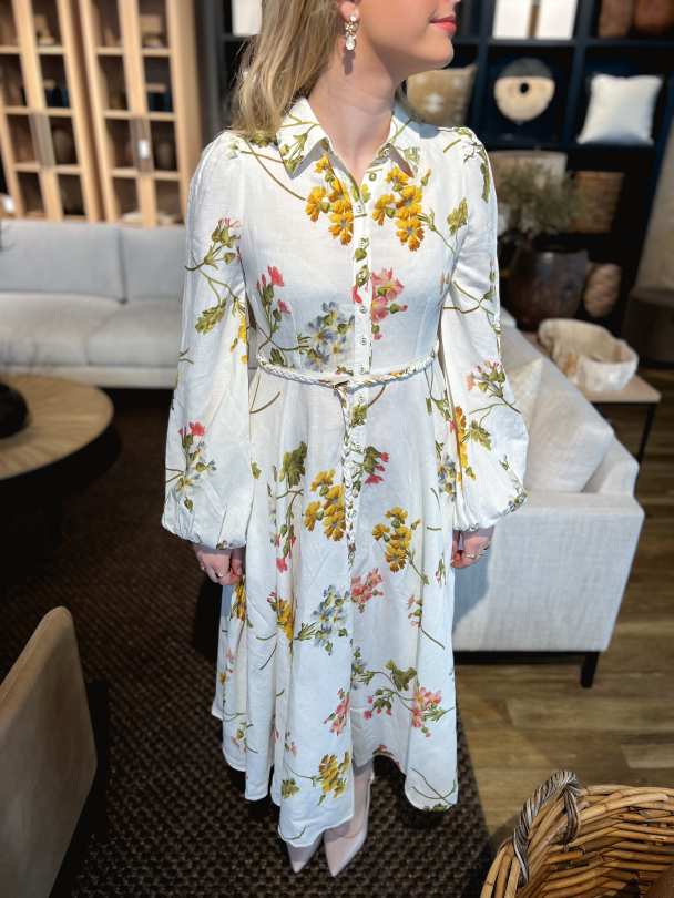Linen Collared Midi Dress - Botanical - Image 1