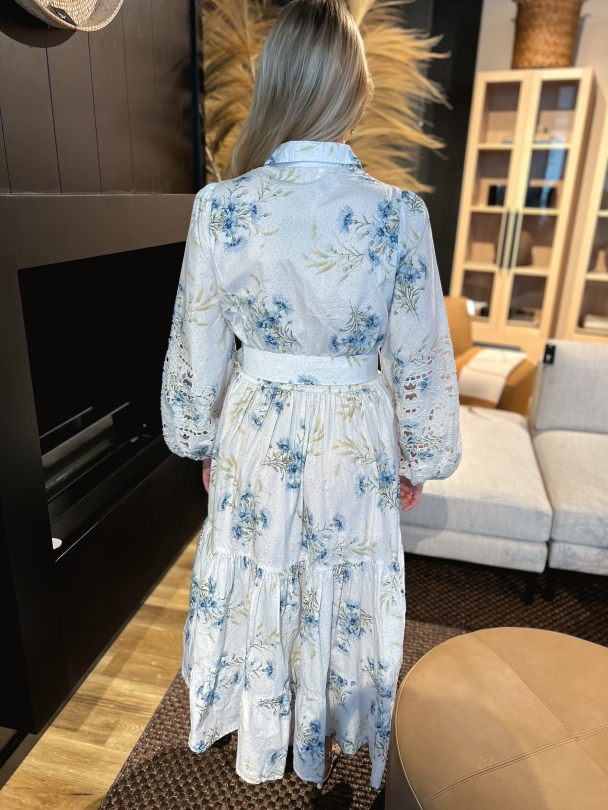 Poplin Midi Dress - Blue Field - Image 8