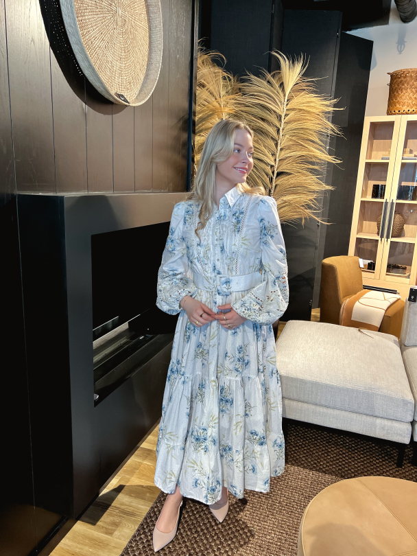 Poplin Midi Dress - Blue Field - Image 9
