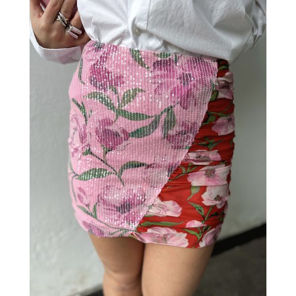Printed Mini Skirt - Wildeve + Prism Pink