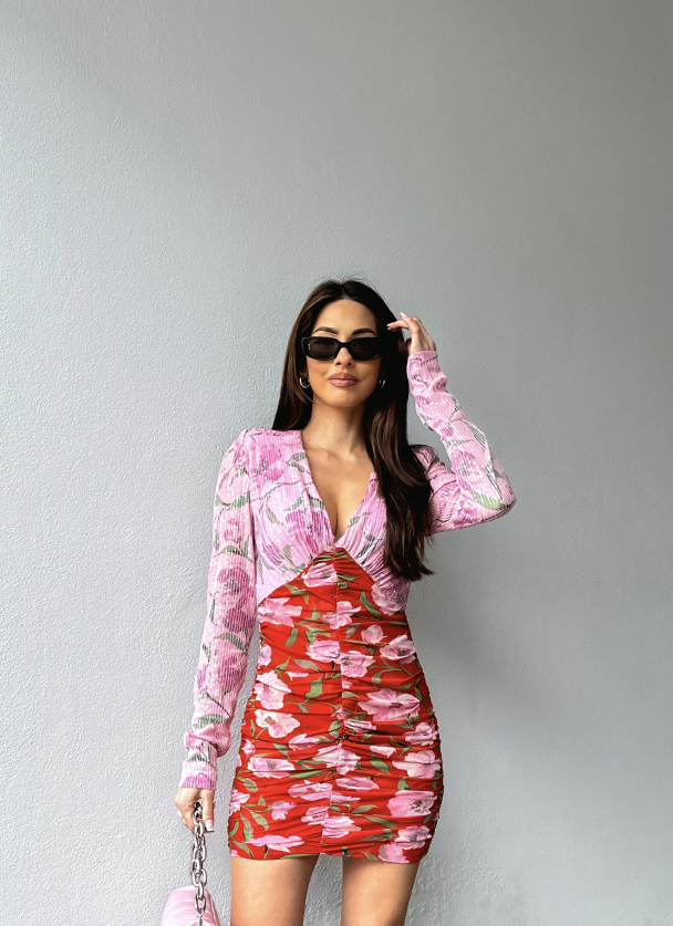 Printed Mini Dress - Wildeve + Prism Pink - Image 4