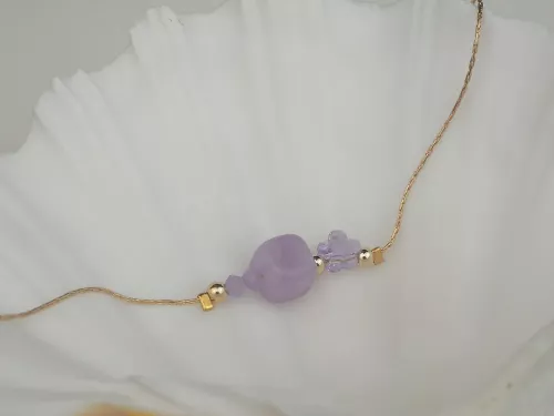Purple Crystal Flower Twist Bracelet