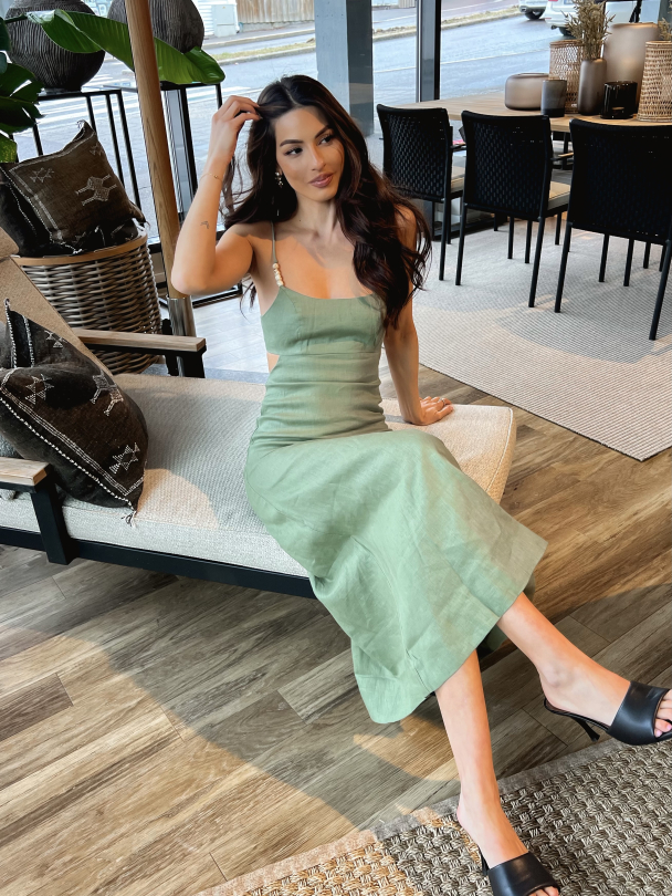 Regina Midi Dress - Sage - Image 1