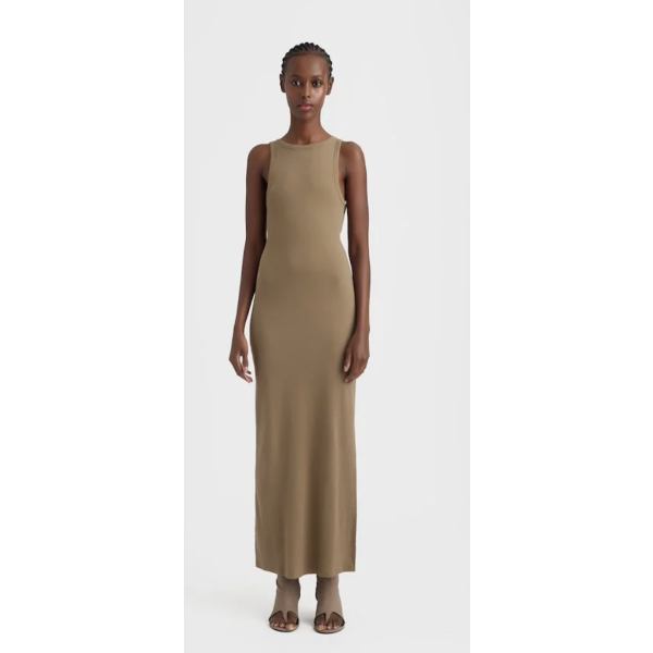 Drew Reversible Long Dress -Stone Gray