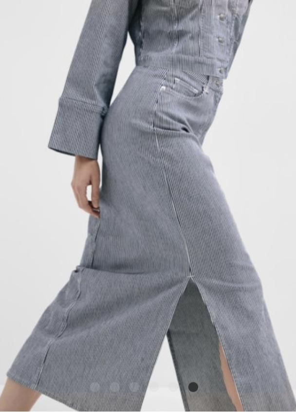 Myra Stripe Denim Skirt  - Image 3