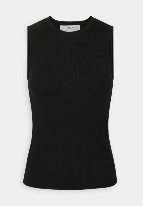 Lydia O-neck Knit Top - Black