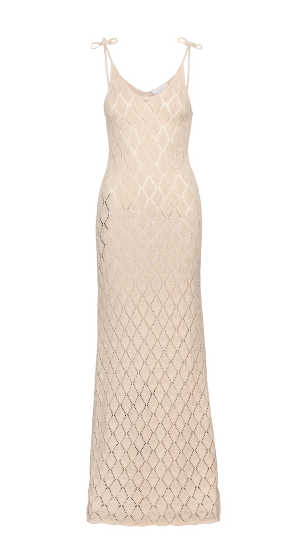 Gio Maxi Dress - Beige Lurex  - Image 2